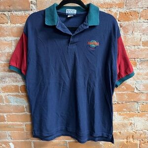 Vintage 90’s Hard Rock Cafe Miami USA Blue Green Red Polo 100% Cotton Medium